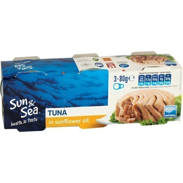 Conserva ton bucati sun&sea 80gx3buc ulei vegetal*