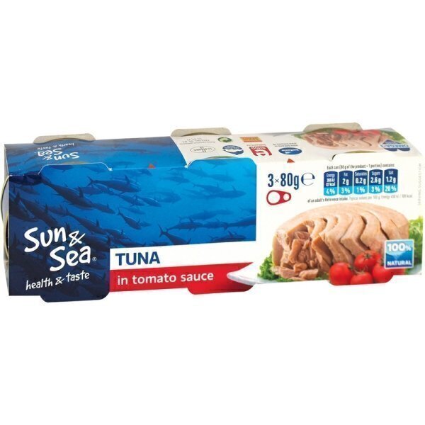 Conserva ton bucati sun&sea 80gx3buc sos tomat*