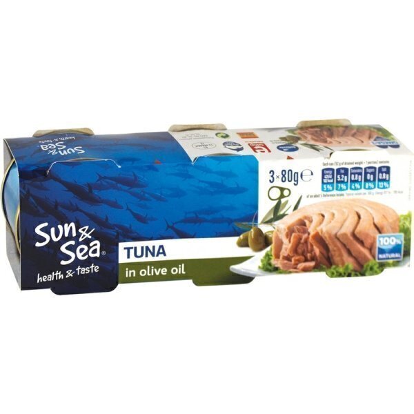 Conserva ton bucati sun&sea 80gx3buc ulei masline*
