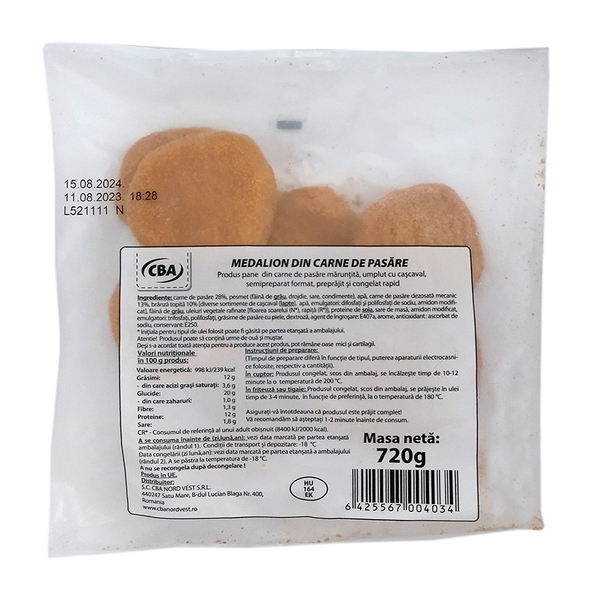 Medalion cba cascaval 720g congelat 72111/395065
